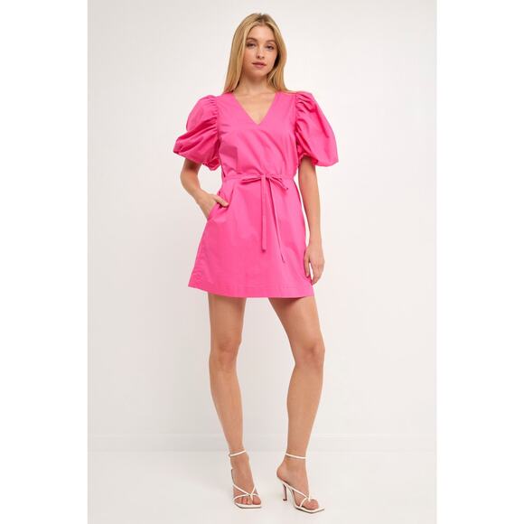 English Factory NWT Hot Pink Puff Sleeve Dress Size S - Picture 1 of 12